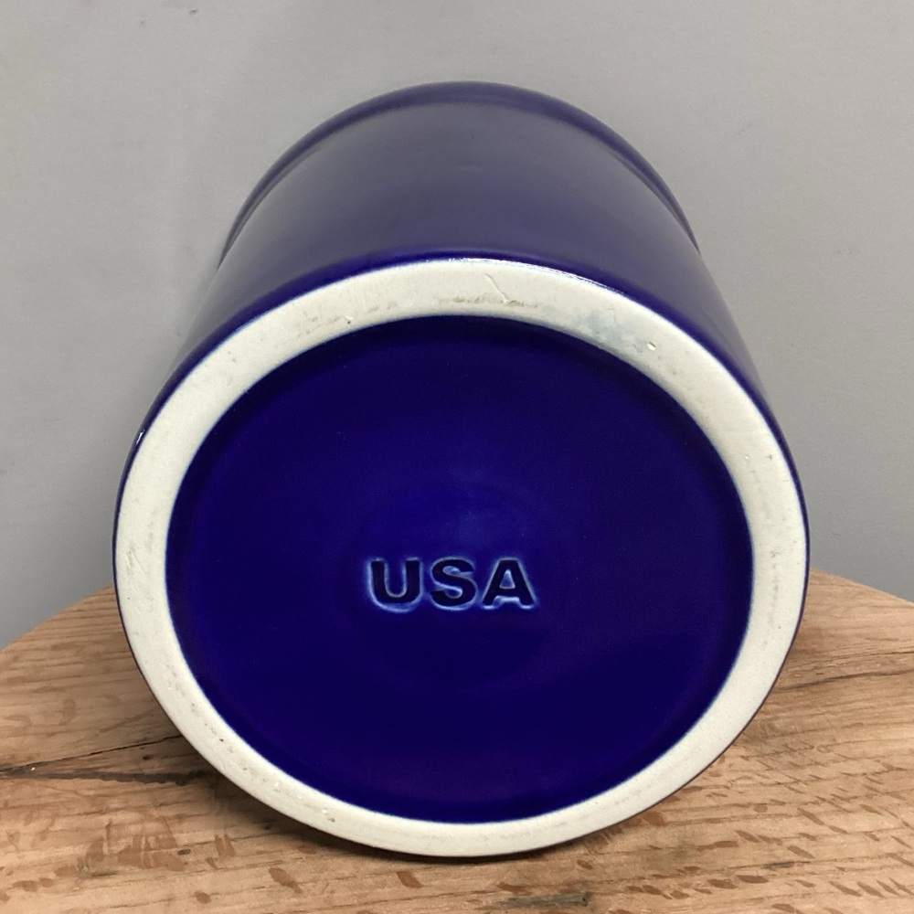 🔵 Stunning “USA” Cobalt Blue Ceramic Crafted Utensils Holder - Flower Pot